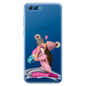 Plastové puzdro iSaprio - Kissing Mom - Brunette and Girl - Huawei Honor View 10