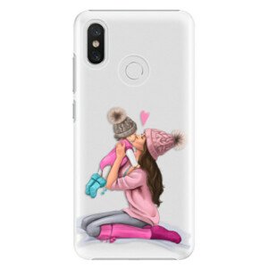 Plastové puzdro iSaprio - Kissing Mom - Brunette and Girl - Xiaomi Mi 8