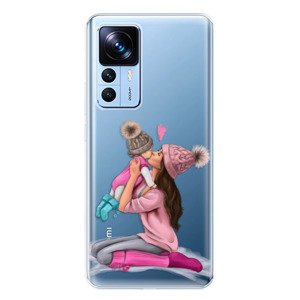 Odolné silikónové puzdro iSaprio - Kissing Mom - Brunette and Girl - Xiaomi 12T / 12T Pro