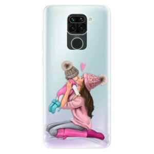 Odolné silikónové puzdro iSaprio - Kissing Mom - Brunette and Girl - Xiaomi Redmi Note 9