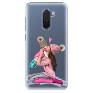 Plastové puzdro iSaprio - Kissing Mom - Brunette and Girl - Xiaomi Pocophone F1