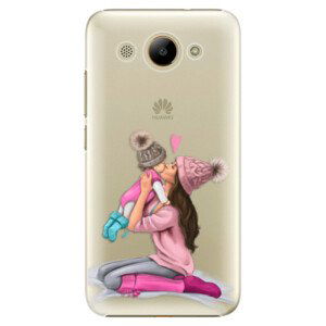Plastové puzdro iSaprio - Kissing Mom - Brunette and Girl - Huawei Y3 2017