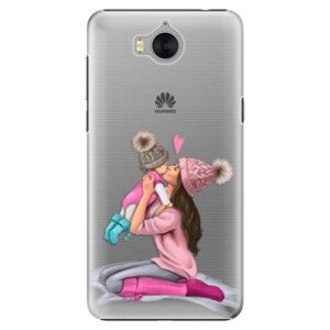 Plastové puzdro iSaprio - Kissing Mom - Brunette and Girl - Huawei Y5 2017 / Y6 2017