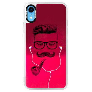 Neónové púzdro Pink iSaprio - Man With Headphones 01 - iPhone XR