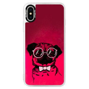 Neónové púzdro Pink iSaprio - The Pug - iPhone X