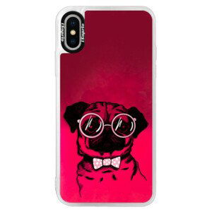 Neónové púzdro Pink iSaprio - The Pug - iPhone XS