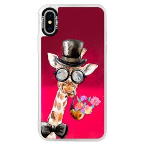 Neónové púzdro Pink iSaprio - Sir Giraffe - iPhone X