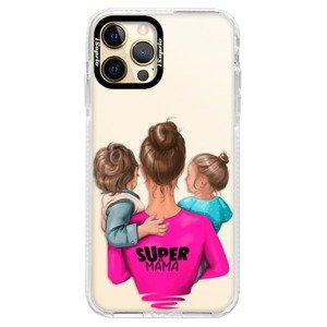 Silikónové puzdro Bumper iSaprio - Super Mama - Boy and Girl - iPhone 12 Pro Max