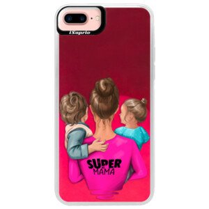 Neónové púzdro Pink iSaprio - Super Mama - Boy and Girl - iPhone 7 Plus