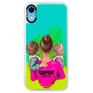 Neónové puzdro Blue iSaprio - Super Mama - Two Boys - iPhone XR