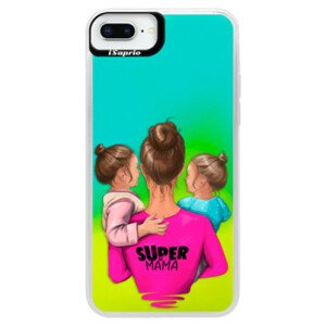 Neónové puzdro Blue iSaprio - Super Mama - Two Girls - iPhone 8 Plus