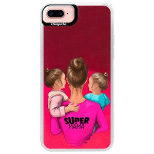 Neónové púzdro Pink iSaprio - Super Mama - Two Girls - iPhone 7 Plus