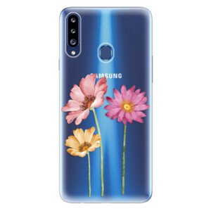 Odolné silikónové puzdro iSaprio - Three Flowers - Samsung Galaxy A20s