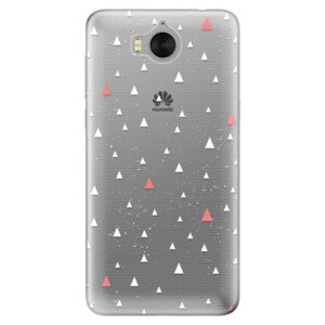 Odolné silikónové puzdro iSaprio - Abstract Triangles 02 - white - Huawei Y5 2017 / Y6 2017