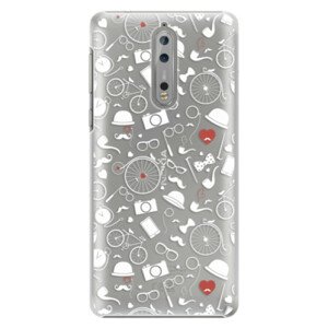 Plastové puzdro iSaprio - Vintage Pattern 01 - white - Nokia 8