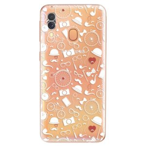 Odolné silikónové puzdro iSaprio - Vintage Pattern 01 - white - Samsung Galaxy A40