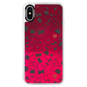 Neónové púzdro Pink iSaprio - Vintage Pattern 01 - black - iPhone X