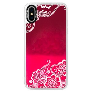 Neónové púzdro Pink iSaprio - White Lace 02 - iPhone XS