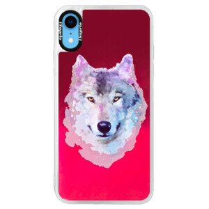 Neónové púzdro Pink iSaprio - Wolf 01 - iPhone XR