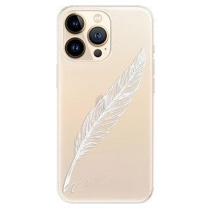 Odolné silikónové puzdro iSaprio - Writing By Feather - white - iPhone 13 Pro