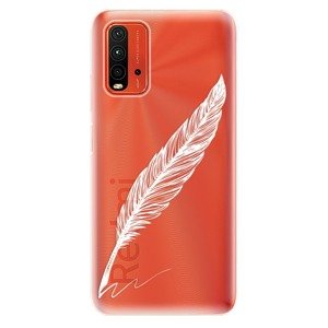 Odolné silikónové puzdro iSaprio - Writing By Feather - white - Xiaomi Redmi 9T