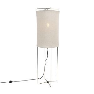 Dizajnová podlahová lampa béžové ľanové tienidlo - Rich