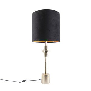 Art Deco stolná lampa zlatý zamatový odtieň čierna 40 cm - Diverso