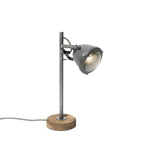 Industriálna stolná lampa oceľ s drevom 45 cm - Emado