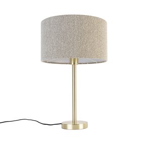 Klasická stolná lampa z mosadze s tmavým tienidlom 35 cm - Simplo