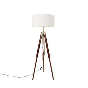 Stojacia lampa z mosadze s bielym tienidlom 50 cm statív - Cortin