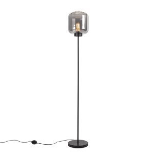 Inteligentná stojaca lampa čierna s dymovým sklom vrátane Wifi ST64 - Qara