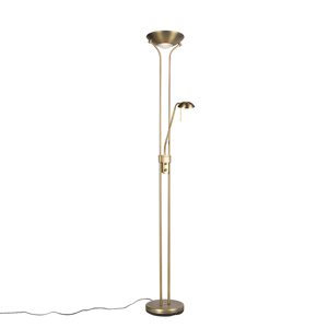 Bronzová stojaca lampa s lampou na čítanie vrátane LED a stmievača - Diva 2