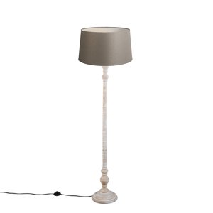 Vidiecka stojaca lampa taupe s ľanovým tienidlom 45 cm - Classico