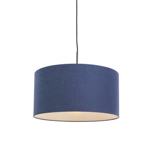 Moderná závesná lampa čierna so staromodrým tienidlom 50 cm - Combi 1