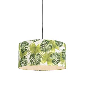 Botanická závesná lampa čierna s tienidlom Leaf 50cm - Combi 1