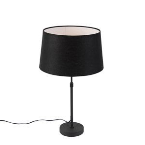 Stolová lampa čierna s čiernym ľanovým tienidlom nastaviteľná 35 cm - Parte