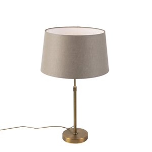 Bronzová stolová lampa s ľanovým tienidlom taupe 35cm - Parte