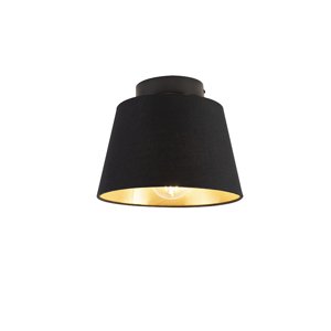 Stropná lampa s bavlneným tienidlom čierna so zlatom 20 cm - čierna Combi