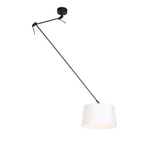 Závesná lampa s ľanovým tienidlom biela 35 cm - Blitz I čierna