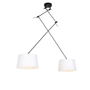 Závesná lampa s ľanovými odtieňmi biela 35 cm - Blitz II čierna