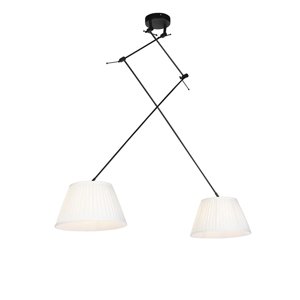 Závesná lampa s nariasenými odtieňmi krémová 35 cm - Blitz II čierna