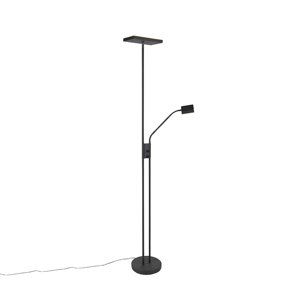 Moderná stojaca lampa s lampou na čítanie štvorcová čierna - Jazzy