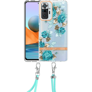 Silikónové puzdro na Xiaomi Redmi Note 10 Pro/Note 10 Pro Max Flower TPU (so šnúrkou) modré