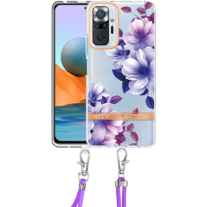 Silikónové puzdro na Xiaomi Redmi Note 10 Pro/Note 10 Pro Max Flower TPU (so šnúrkou) fialové