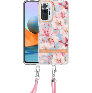 Silikónové puzdro na Xiaomi Redmi Note 10 Pro/Note 10 Pro Max Flower TPU (so šnúrkou) ružové