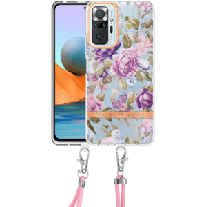 Silikónové puzdro na Xiaomi Redmi Note 10 Pro/Note 10 Pro Max Flower 2 TPU (so šnúrkou) fialové