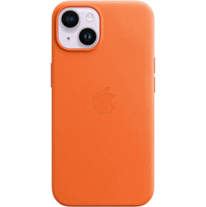 Kožené puzdro Apple na Apple iPhone 14 MPP83ZM/A Leather Case with MagSafe Orange