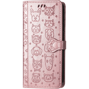 Diárové puzdro na Xiaomi Redmi 13C/Poco C65 MEZZO zvieratá ružovo-zlaté