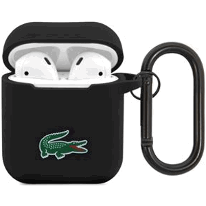 Silikónové puzdro Lacoste na Apple AirPods 1/2 LCA2SLOK Liquid Silicone Croc Logo čierne