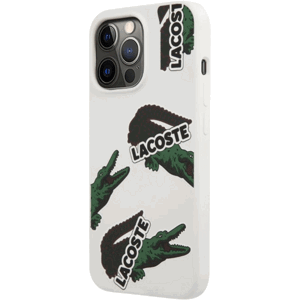 Silikónové puzdro Lacoste na Apple iPhone 13 Pro Max LCHC13XSOW Liquid Silicone Allover Pattern biele